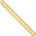 14k Yellow Gold 7 inch 6.25 mm Concave Anchor Chain Bracelet