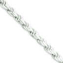 Sterling Silver 8 inch 4.25 mm Diamond-cut Rope Chain Bracelet