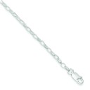 Sterling Silver 8 inch 3.00 mm Fancy Patterned Rolo Chain Bracelet