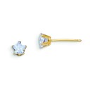 Violet Colored CZ Star Earrings in 14k Yellow Gold