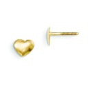 Heart Screw back Earrings in 14k Yellow Gold