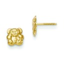 Teddy Bear Screw back Earrings in 14k Yellow Gold