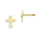 Diamond Cut Cross Earrings in 14k Yellow Gold