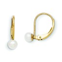 Leverback Cultured Pearl Earrings in 14k Yellow Gold