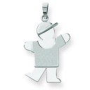 Medium Boy with Hat On Left Engraveable Charm in 14k White Gold