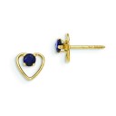 Sapphire Birthstone Heart Earrings in 14k Yellow Gold