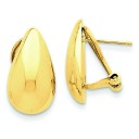 Teardrop Omega Back Post Earrings in 14k Yellow Gold