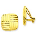 Non-pierced Basket Weave Earrings in 14k Yellow Gold