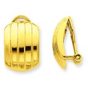 Ribbed Non-pierced Omega Back Earrings in 14k Yellow Gold