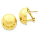 Omega Clip Half Ball Earrings in 14k Yellow Gold