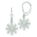 Snowflake Leverback Earrings in 14k White Gold