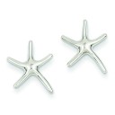 Dancing Starfish Post Earrings in 14k White Gold