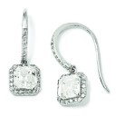 Square CZ Wire Earrings in Sterling Silver
