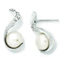 CZ Cultured Pearl Swirl Post Earrings in Sterling Silver