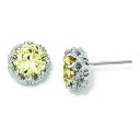 Round Canary CZ Post Earrings in Sterling Silver