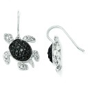 Black And White CZ Turtle Earrings in Sterling Silver