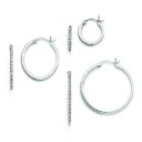 Diamond Mystique Oval Round Hinged Hoop Earrings Set in Sterling Silver (0.03 Ct. tw.)