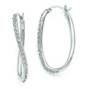 Diamond Mystique Oval Twist Hinged Hoop Earrings in Sterling Silver (0.01 Ct. tw.)