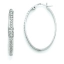 Diamond Mystique Oval Hinged Hoop Earrings in Sterling Silver (0.01 Ct. tw.)