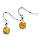 Stelring Silver Rhodium Round Citrine Diamond Wire Earrings in Sterling Silver