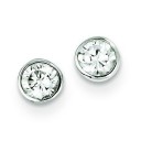 CZ Round Bezel Stud Earrings in Sterling Silver