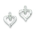 Heart W Diamond Earrings in Sterling Silver (0.01 Ct. tw.) (0.01 Ct. tw.)