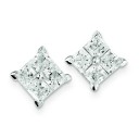 CZ Large Square Post Earrings in Sterling Silver