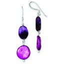 Amethyst Purple Freshwater Cultured Pearl Earrings in Sterling Silver