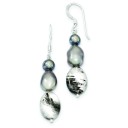 Tourmalinated Quartz Grey Fresh Water Cultured Pearl Earrings in Sterling Silver