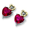 Crimson Red Topaz And Diamond Earrings in Sterling Silver (0.01 Ct. tw.) (0.01 Ct. tw.)