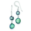 Blue green Freshwater Cultured Pearl Earrings in Sterling Silver