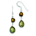 Copper And Olivine Freshwater Cultured Pearl Earrings in Sterling Silver