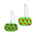 Multicolor Dichroic Glass Round Dangle Earrings in Sterling Silver
