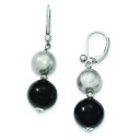 Ster Slvr Black Agate Fw Cultured Silver Pearl Earrings in Sterling Silver