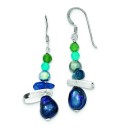 Aventurine Crystal Fw Cultured Pearl Dangle Earring in Sterling Silver