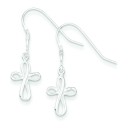 Cross Dangle Earrings in Sterling Silver