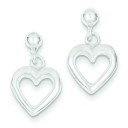 Dangle Heart Post Earrings in Sterling Silver