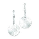 Textured Fancy Circle Dangle Post Earrings in Sterling Silver