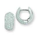 CZ Hinged Hoop Earrings in Sterling Silver