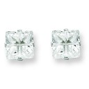 Square CZ Prong Stud Earrings in Sterling Silver