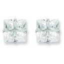 Square CZ Prong Stud Earrings in Sterling Silver