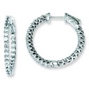 CZ Round Hoop Earrings in Sterling Silver