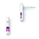 White Ice Diamond And Pink Topaz Earrings in Sterling Silver (0.02 Ct. tw.)