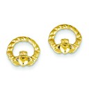 Claddagh Post Earrings in 14k Yellow Gold