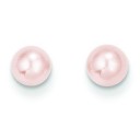 Pink Cultured Pearl Earrings in 14k Yellow Gold