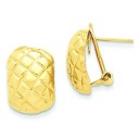 Quilted Omega Back Post Earrings in 14k Yellow Gold