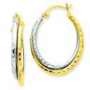 D C Oval Hoop Earrings in 14k Two-tone Gold