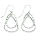 Circle Triangle Dangle Wire Earrings in 14k White Gold