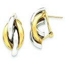 Swirl Omega Back Post Earrings in 14k Two-tone Gold