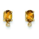 Diamond Citrine Birthstone Earrings in 14k Yellow Gold (0.018 Ct. tw.)